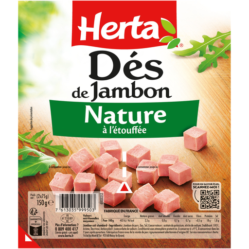 [7613035999503] HERTA Diced Ham Nature 2 x 75 g