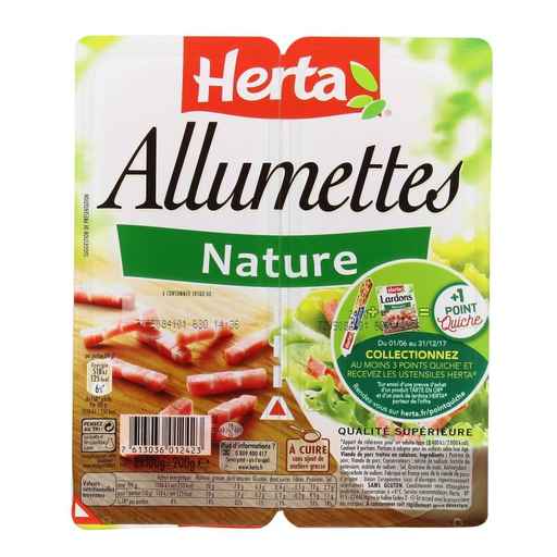 [7613036012423] HERTA Allumettes Nature Pork Lardons 2 x 100 g