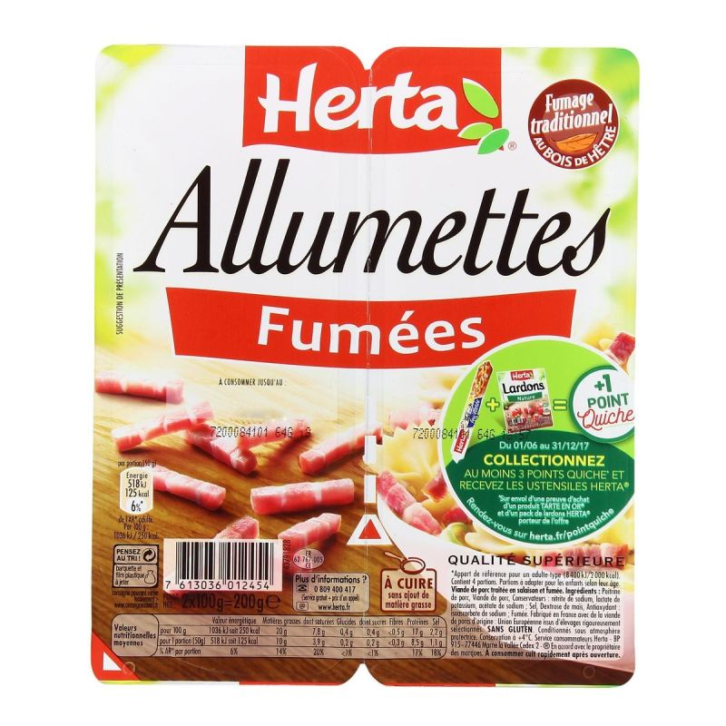 HERTA Smoked Bacon Strips 2 x 100 g