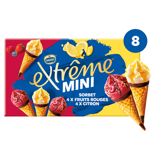 [7613036243803] EXTREME Mini cones sorvetes limão frutos vermelhos 312 g