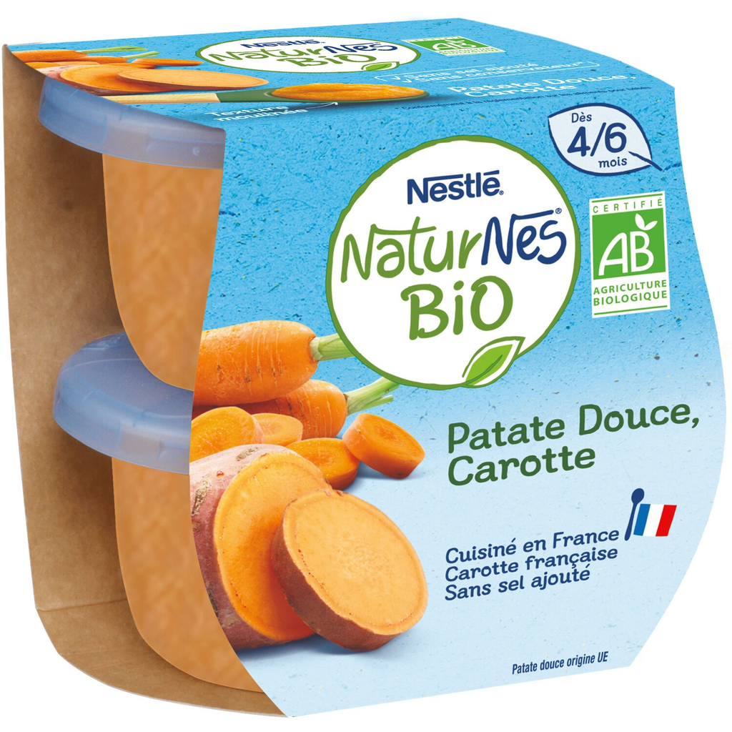 NATURNES Comida para bebé bio batata zanahoria 2x130g