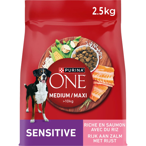 [7613036514279] PURINA ONE Pienso Perro Adulto Medium Maxi + Sensible Salmón 2,5 kg