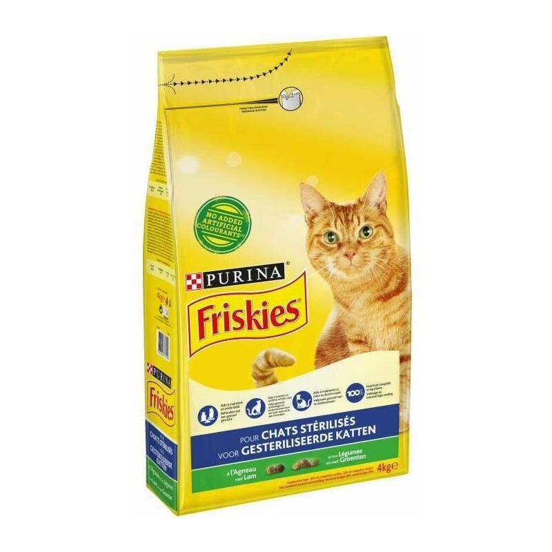Friskies Croquettes Pour Chat Adulte Stérilisé À L'Agneau Et La Dinde Avec Des Légumes : Le Paquet De 4 Kg