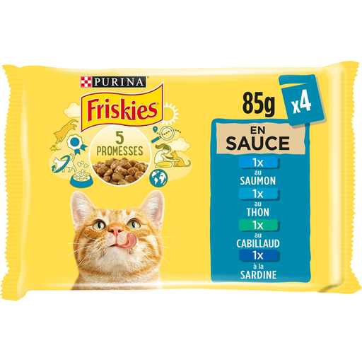 [7613036987592] PURINA Comida húmeda para gatos Pescado & Verduras en Salsa FRISKIES 4x85g