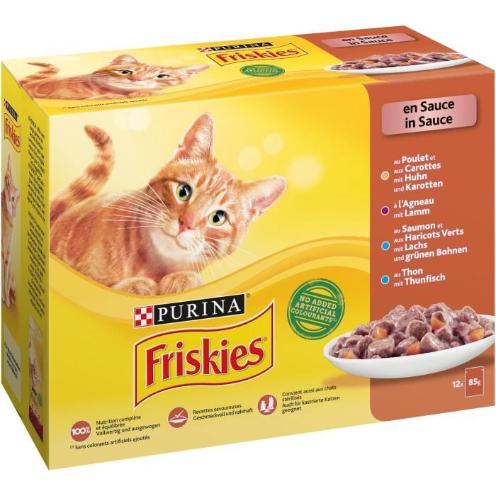 Friskies Pâté Pour Chat Viandes Et Aux Poissons En Sauce : La Boite De 12 Sachets 85G