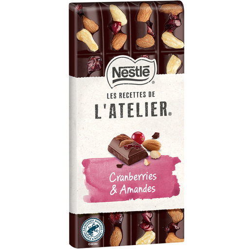 [7613037984972] NESTLE Dark chocolate bar with cranberries and almonds 170 g