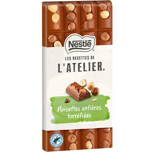 [7613037987263] NESTLE Les Recettes de l'Atelier Milk Chocolate Bar with Roasted Whole Hazelnuts 170 g