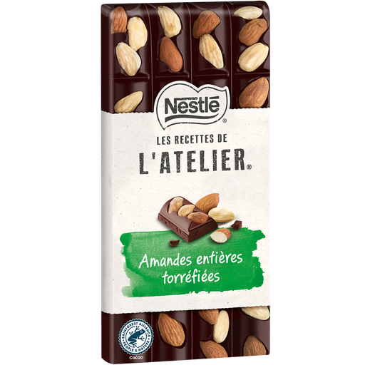 [7613037988147] NESTLE Dark Chocolate Bar Les Recettes de l'Atelier Roasted Whole Almonds 170 g
