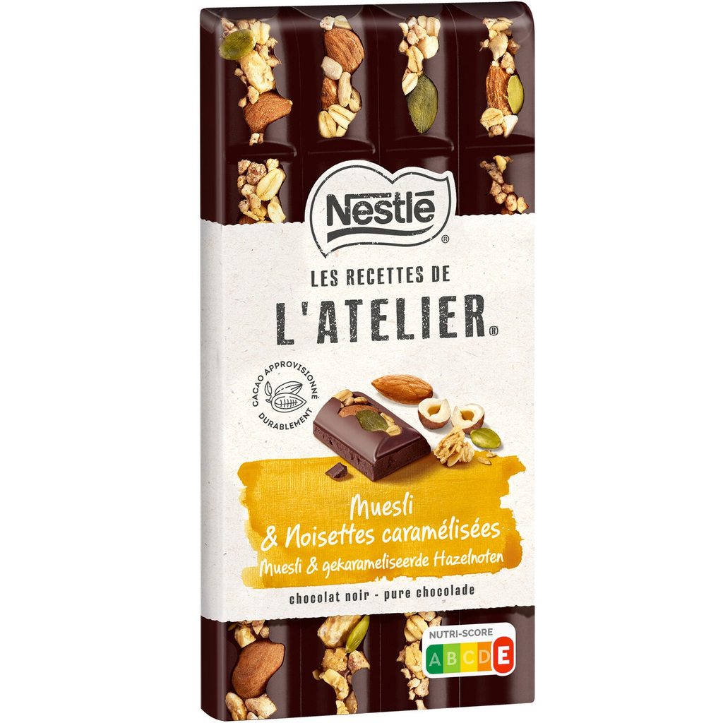 NESTLE LES RECETTES DE L'ATELIER Muesli Almond and Hazelnut Chocolate Bar 170 g