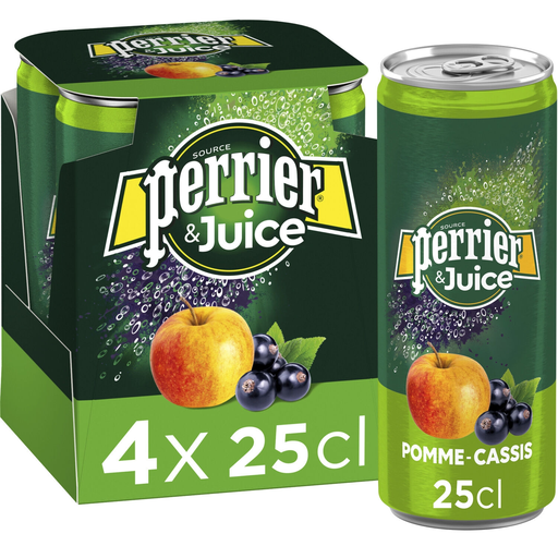 [7613038045009] PERRIER Sparkling flavored water apple blackcurrant Organic JUICE 4 x 25 cl