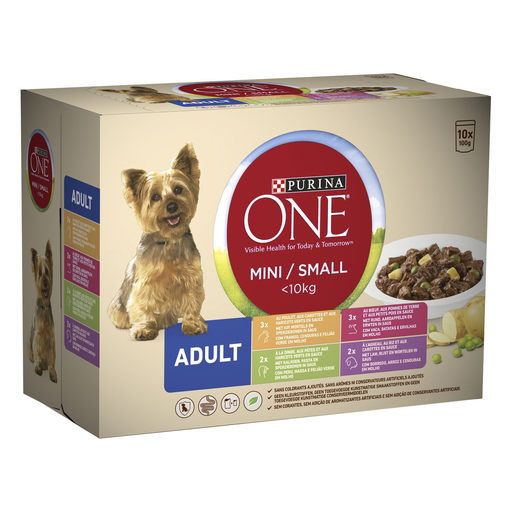 [7613038561127] PURINA Comida húmida para cão adulto frango, peru e borrego 10 x 100 g