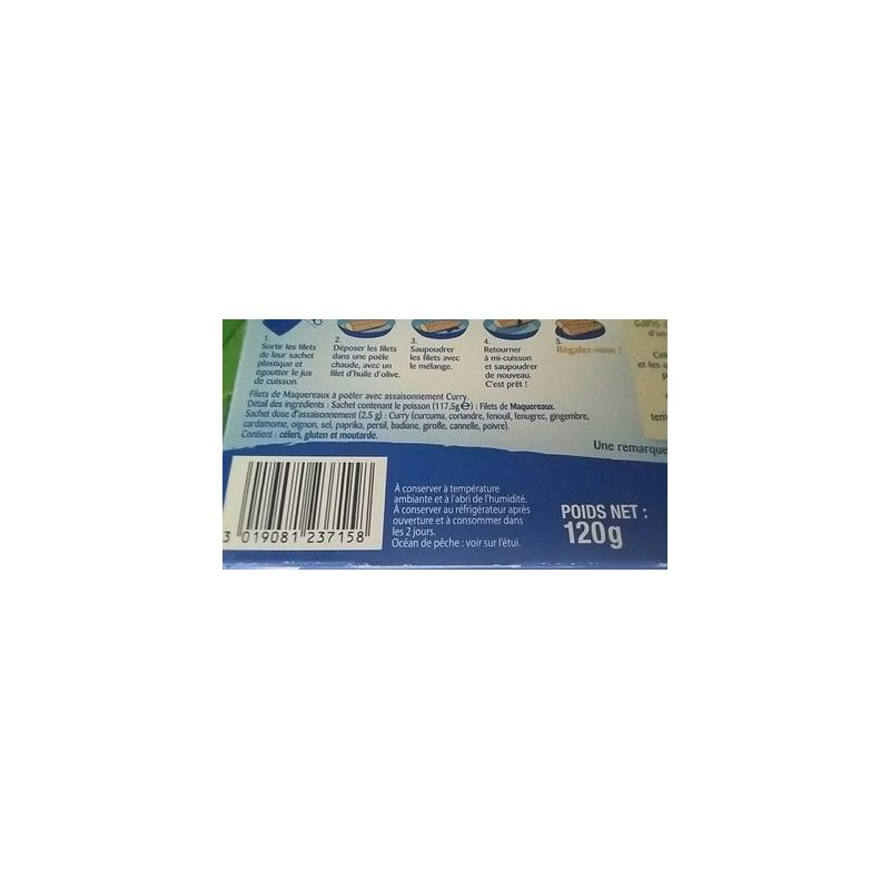 P'TIT NAVIRE Mackerel Fillets Curry Pan-Ready 120 g