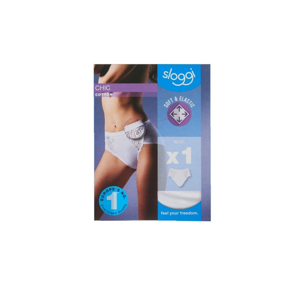 SLOGGI Slip femme blanc dentelle midi T52