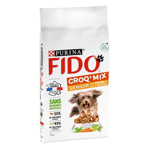 [7613287007063] PURINA Fido croq'mix croquettes volaille et légumes pour chien senior 7 kg