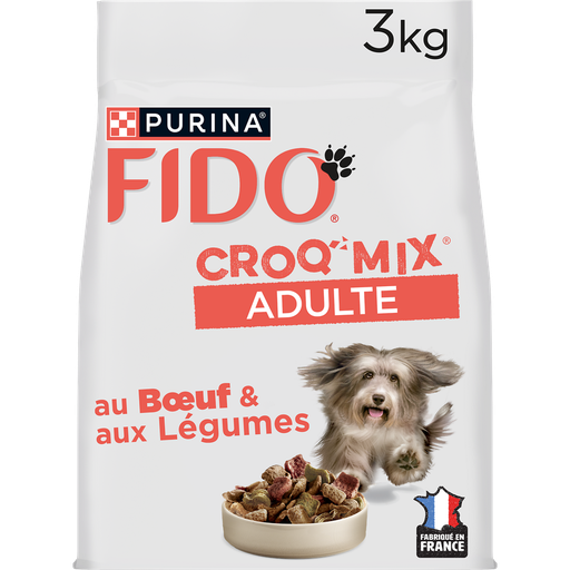 [7613287012340] FIDO Croquettes Croq' Mix pour chien adultes au bœuf & aux légumes 3 kg