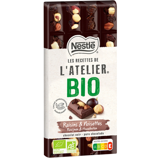 [7613287136923] LES RECETTES DE L'ATELIER Organic Dark Chocolate Raisin Hazelnut 170 g