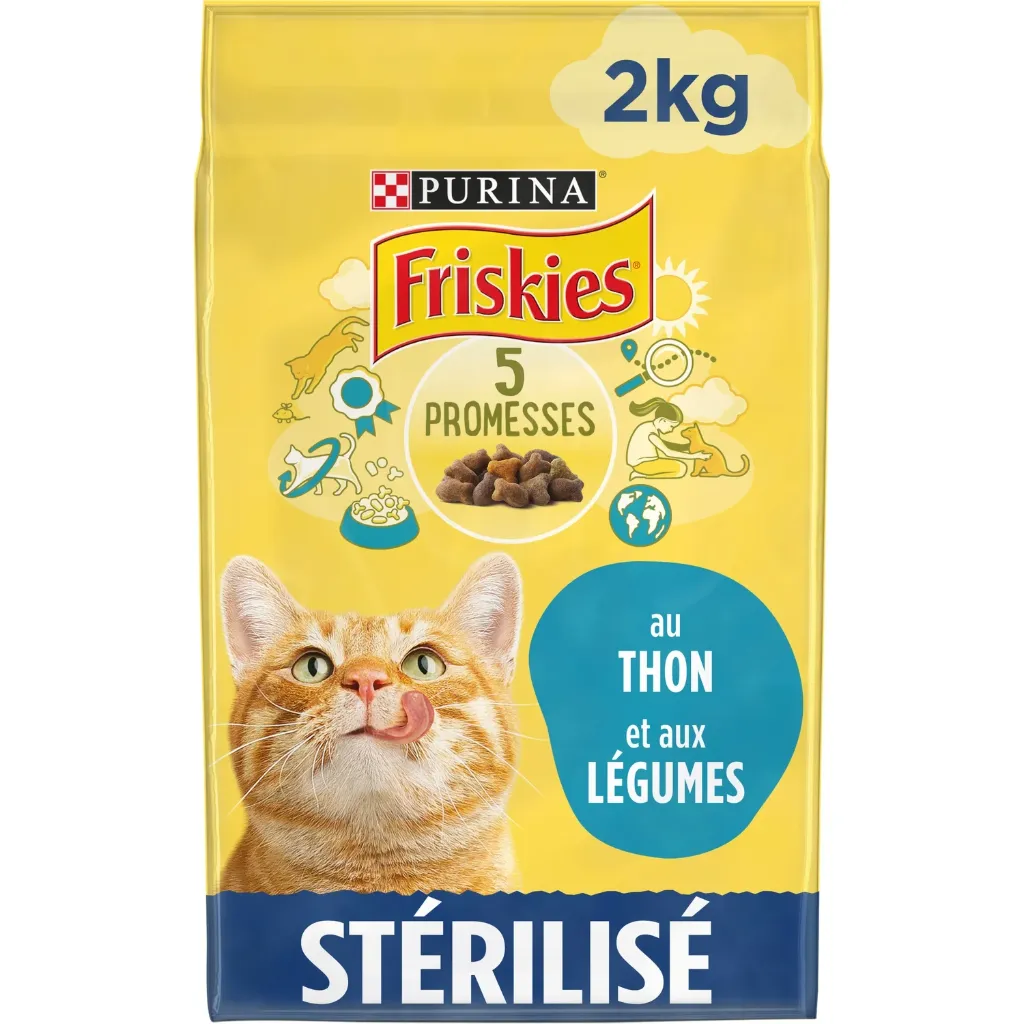 Friskies Croquettes Pour Chat Stérilié Au Thon Et Aux Légumes : Le Sachet De 2Kg