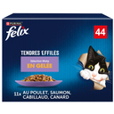 FELIX Comida Húmida Gato Adulto Gelatina Frango, Salmão, Bacalhau & Pato 44 x 85 g