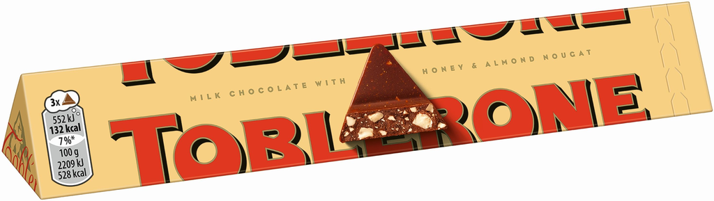 TOBLERONE Barra de chocolate de leite com nougat de mel e amêndoas 100 g