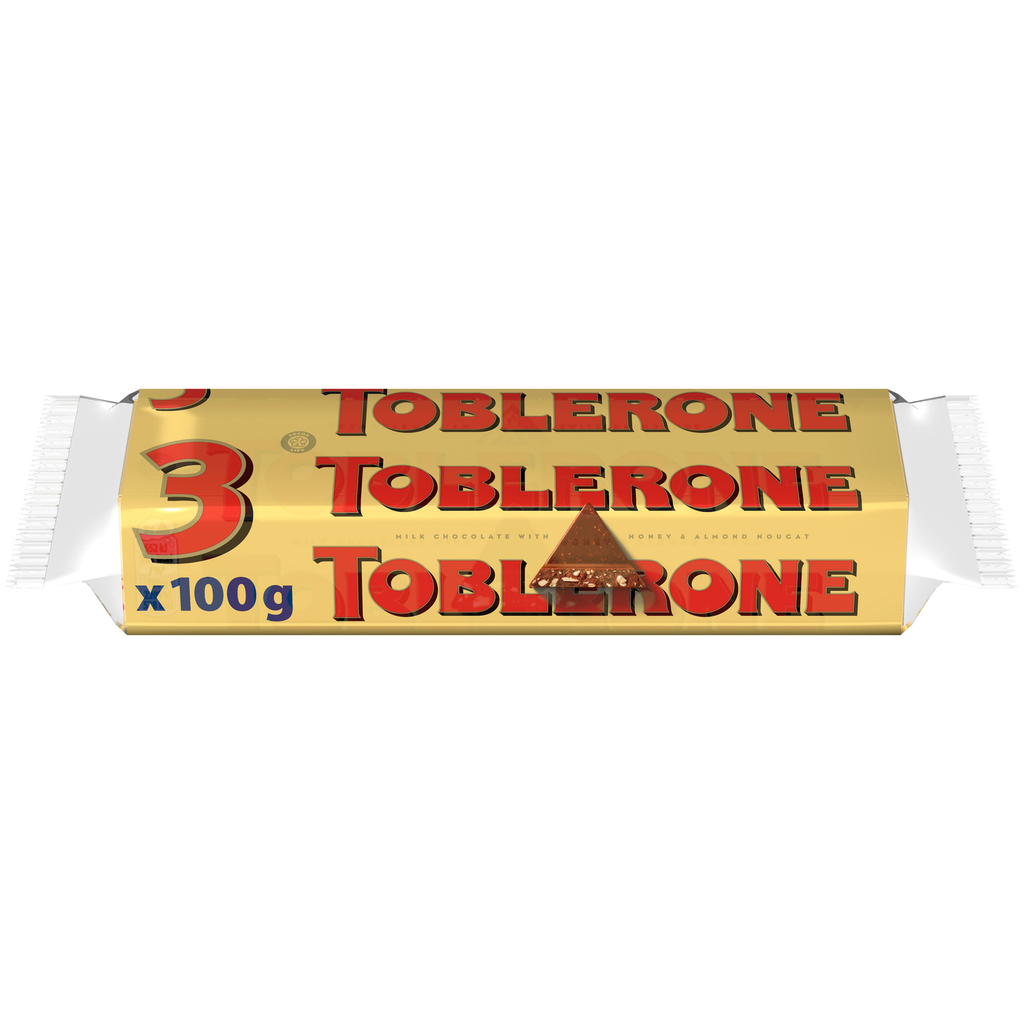 TOBLERONE Chocolate de leite suíço com nougat de mel e amêndoas 3 x 100 g
