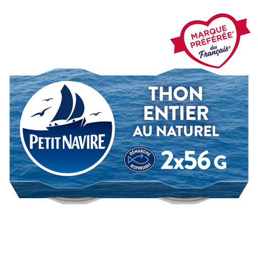 [3019081239886] PETIT NAVIRE Albacore whole tuna in brine 2 x 56g