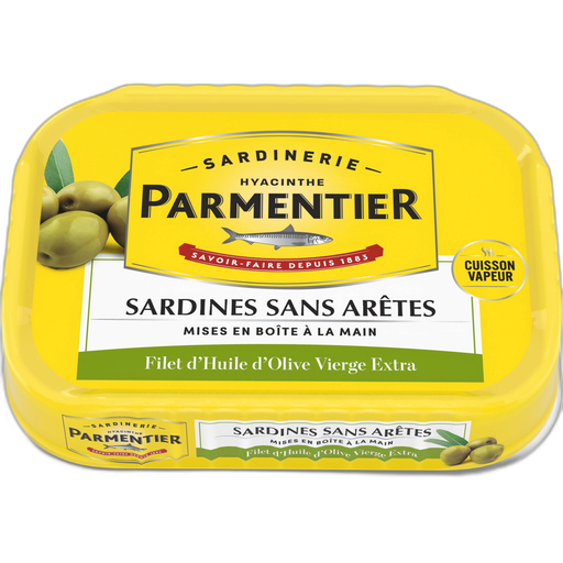 [3019081240141] PARMENTIER Boneless Sardines in Extra Virgin Olive Oil Steamed 135 g