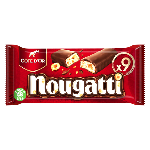 [7622200348084] COTE D'OR Barritas de Chocolate y Turrón Nougatti 9 x 30 g