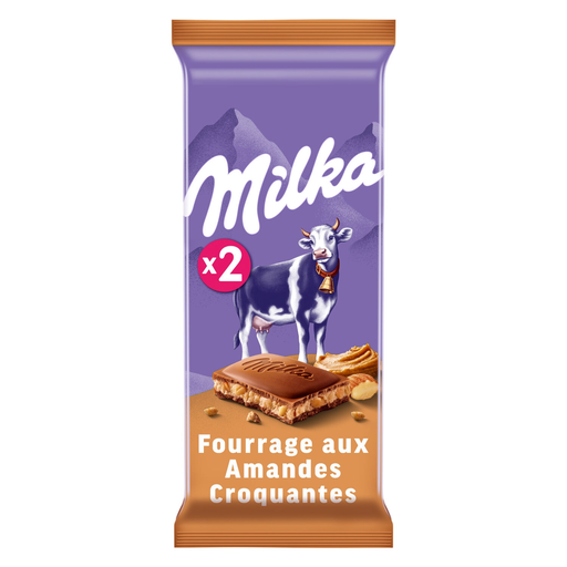 [7622201138752] MILKA Milk Chocolate with Cream Filling and Crunchy Almonds 2x90g