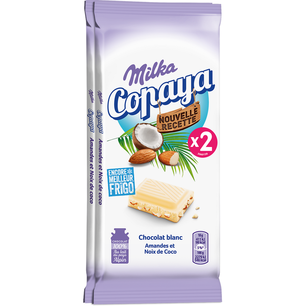 MILKA Chocolate blanco almendra y coco 2x90g