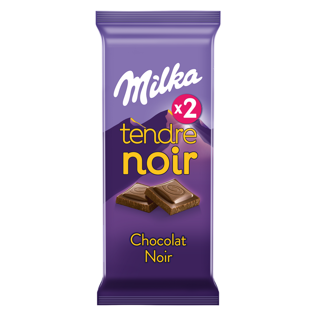 MILKA Chocolat Tendre Noir 2 tablettes de 85 g