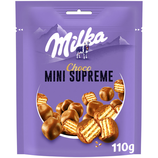[7622201817138] MILKA Mini Supreme galletas barquillos recubiertas de chocolate con leche 110 g