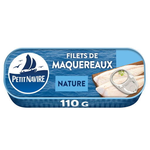 [3019081241612] PETIT NAVIRE Steamed Mackerel Fillets in Natural Juice 110 g