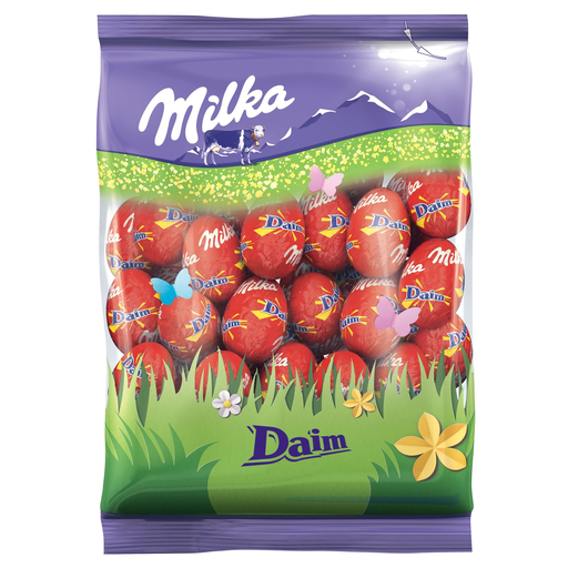 [7622210291981] MILKA Huevos de Chocolate con leche rellenos de trozos de Daim 350 g