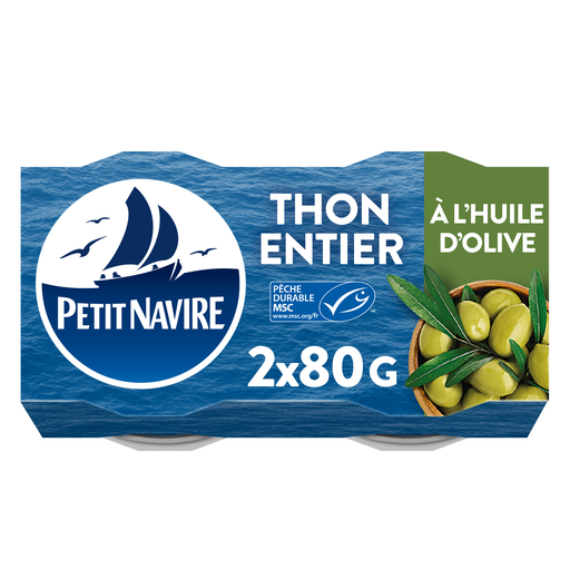 [3019082000331] PETIT NAVIRE Whole Tuna in Extra Virgin Olive Oil 2 x 80 g