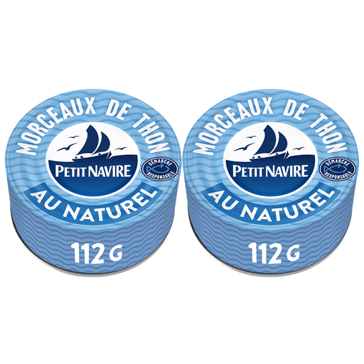 [3019082000577] PETIT NAVIRE Natural Tuna Chunks Responsible Procurement 2 cans of 112 g