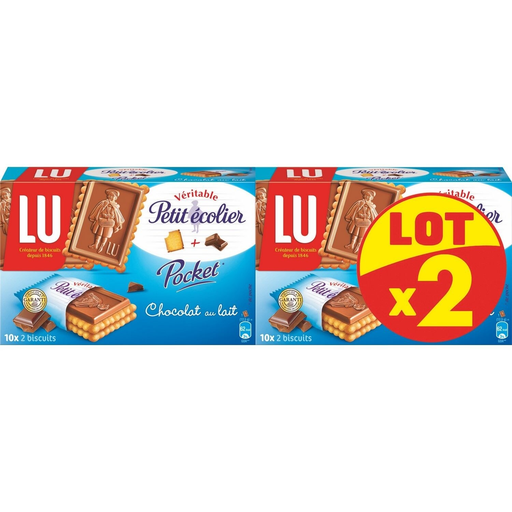 [7622210425010] PETIT ECOLIER Milk Chocolate Coated Biscuits Pocket LU 2x250g