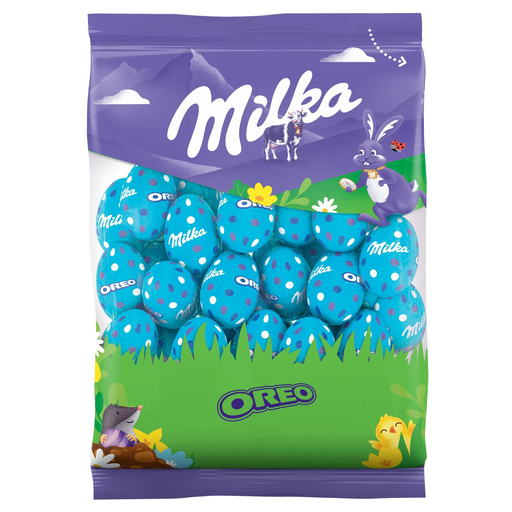 [7622210463463] MILKA Huevos de Chocolate con leche rellenos de trozos de Oreo 350 g