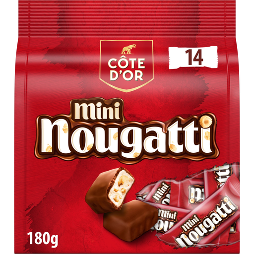 [7622210653314] COTE D'OR Chocolate de leite recheado com nougat 14 mini barras 180 g