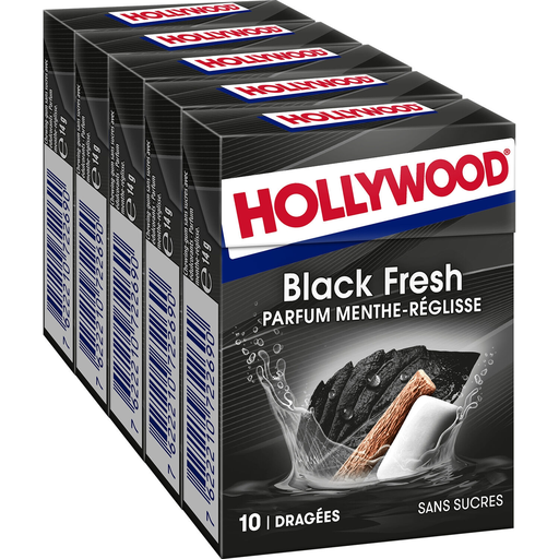 [7622210722706] HOLLYWOOD Black Fresh mint liquorice dragées 5x14g