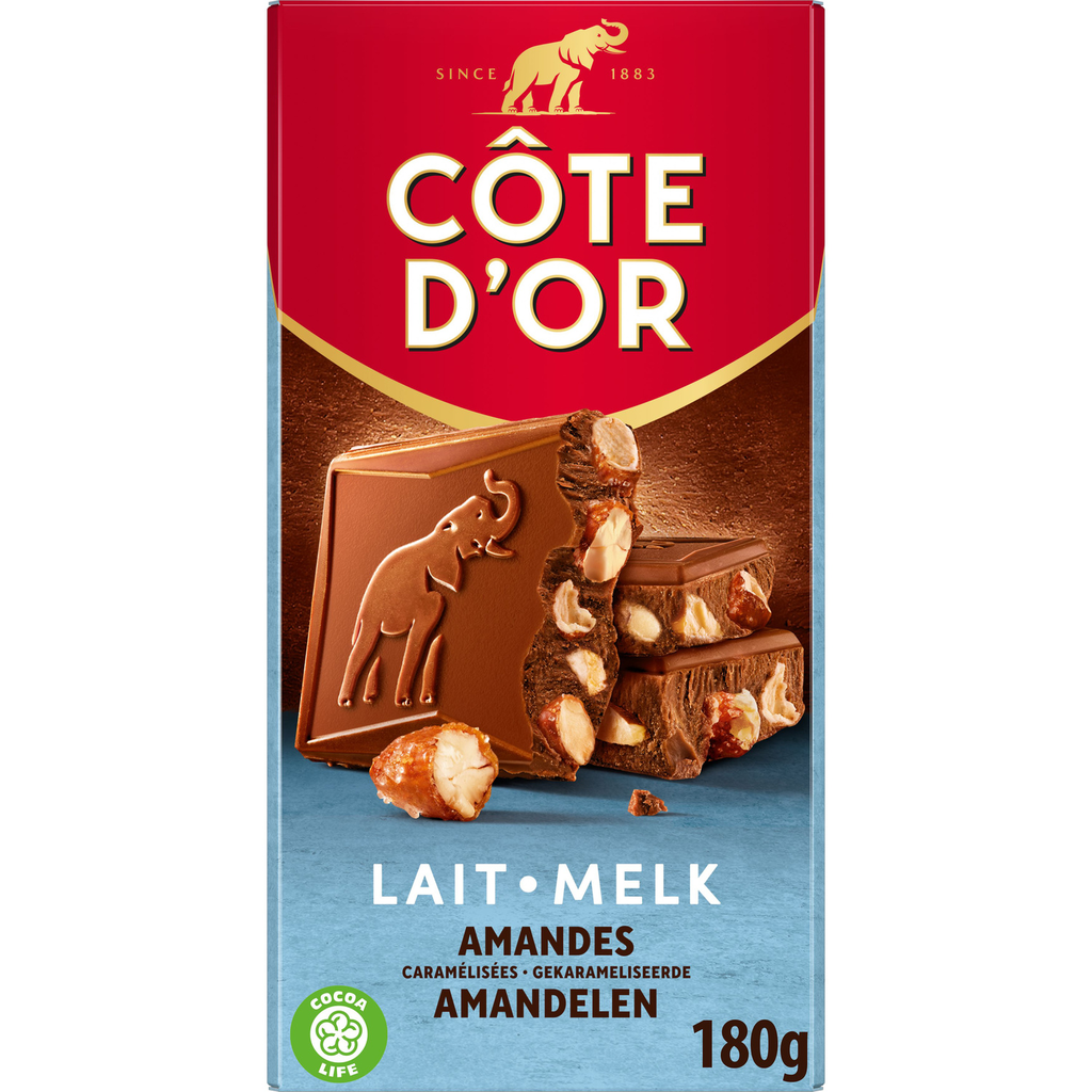 COTE D'OR Milk chocolate bar with sea salt and caramelized almonds 180 g
