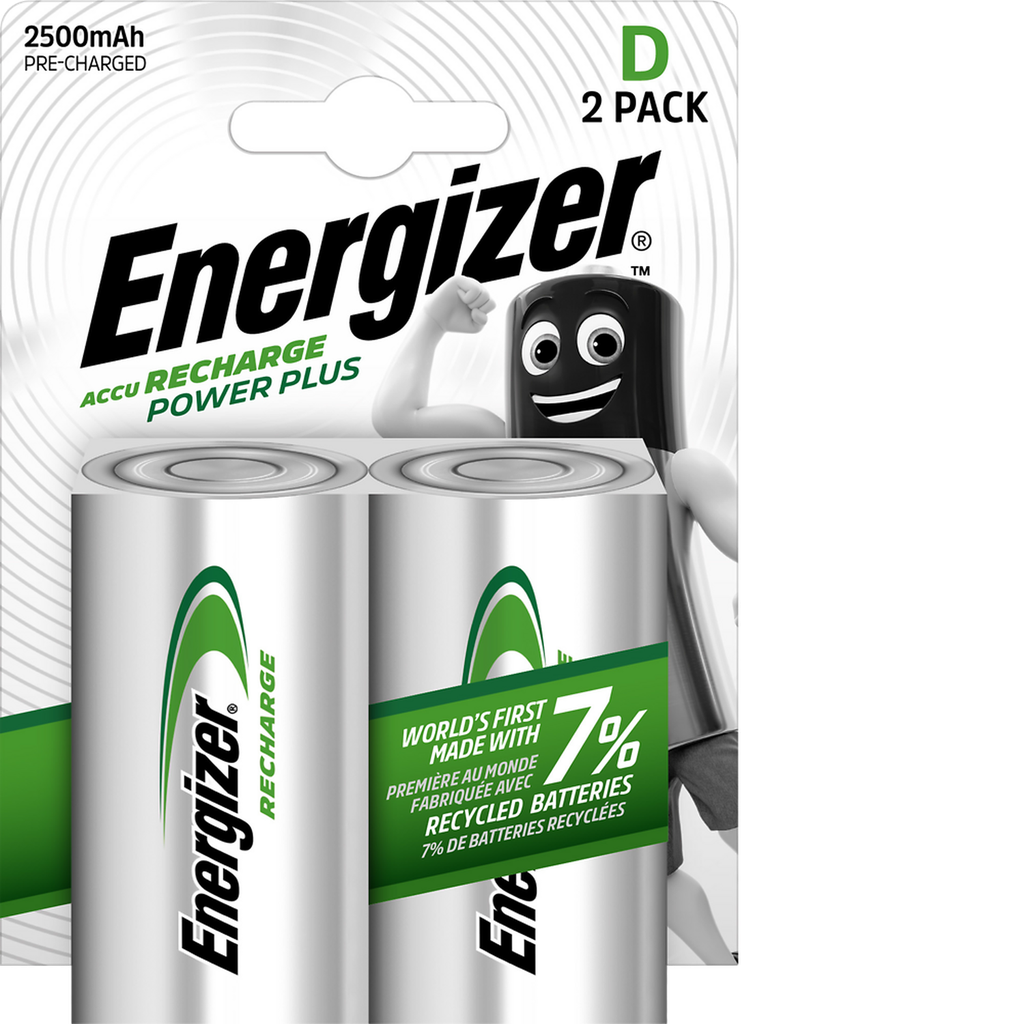 ENERGIZER Pilas Recargables Power Plus HR20 2500 mAh, pack de 2