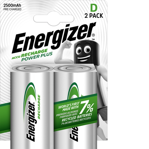 [7638900138757] ENERGIZER Pilhas Recarregáveis Power Plus HR20 2500 mAh, pack de 2