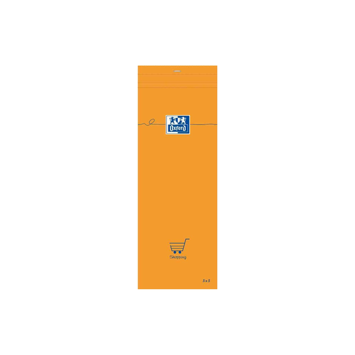 [3020121062760] OXFORD Shopping Notepad Orange 74 X 210mm Squared 80 Sheets