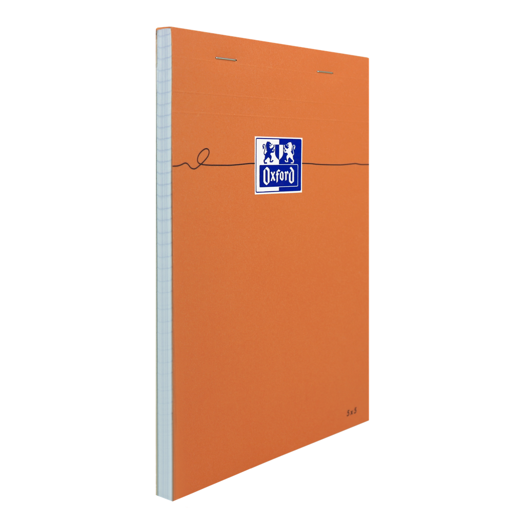OXFORD Orange Notepad A5 5mm Grid 80 Sheets Stapled
