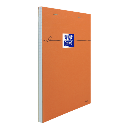 [3020121062807] OXFORD Orange Notepad A5 5mm Grid 80 Sheets Stapled