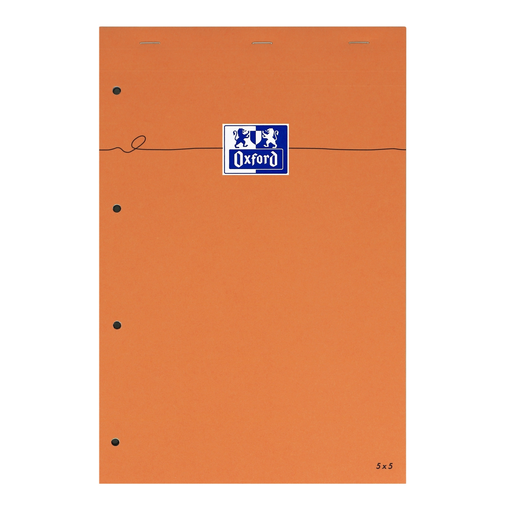 [3020121062838] OXFORD Perforated Notepad A4 5mm Grid 80 Sheets Stapled Orange, pack of 3