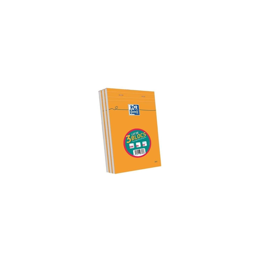 [3020121070956] OXFORD A5 Notepad Squared 80 Sheets Orange Cover Pack of 3