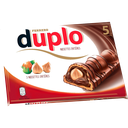 DUPLO Fines gaufrettes enrobées chocolat fourrées noisettes entières 5 pièces 26g