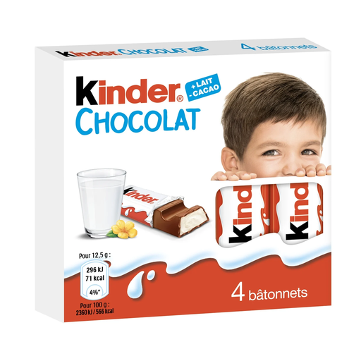 [8000500061626] KINDER Barres chocolat au lait fourrage 50 g