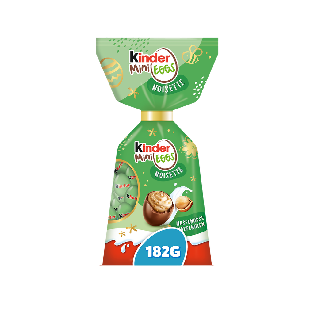KINDER Mini Eggs ovos de chocolate de leite e avelãs 182 g